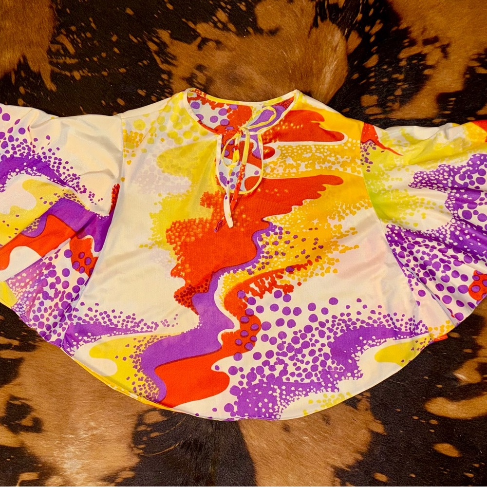 Vintage Batwing Blouse Retro 70s 80s Butterfly Boho Top